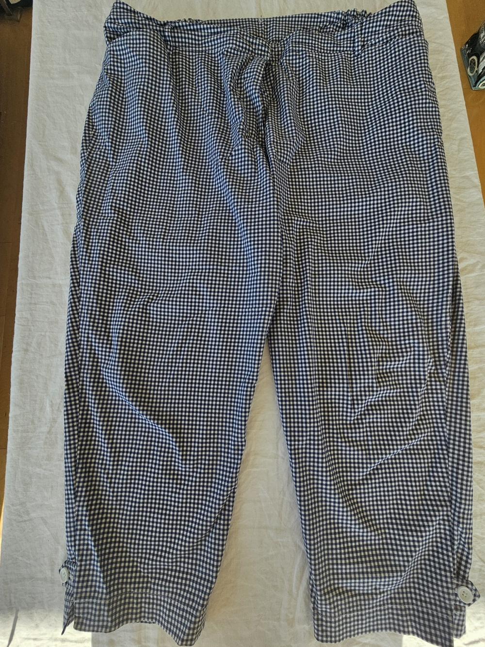 Talbots Navy and White Gingham Cotton Pants Size 22